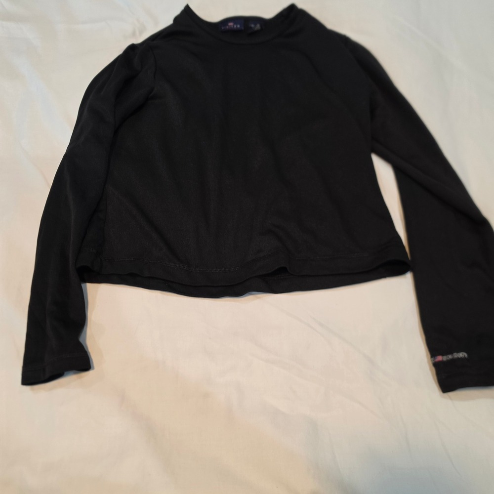 Vintage Limited America Long Sleeve Top Womens Large Black Y2K Sporty Crop